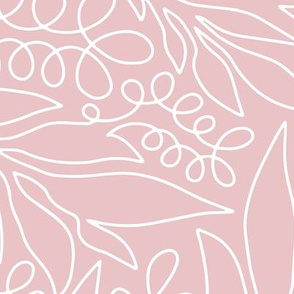 XL Contour Line Botanicals Blush Pink Chic Feminine Wallpaper