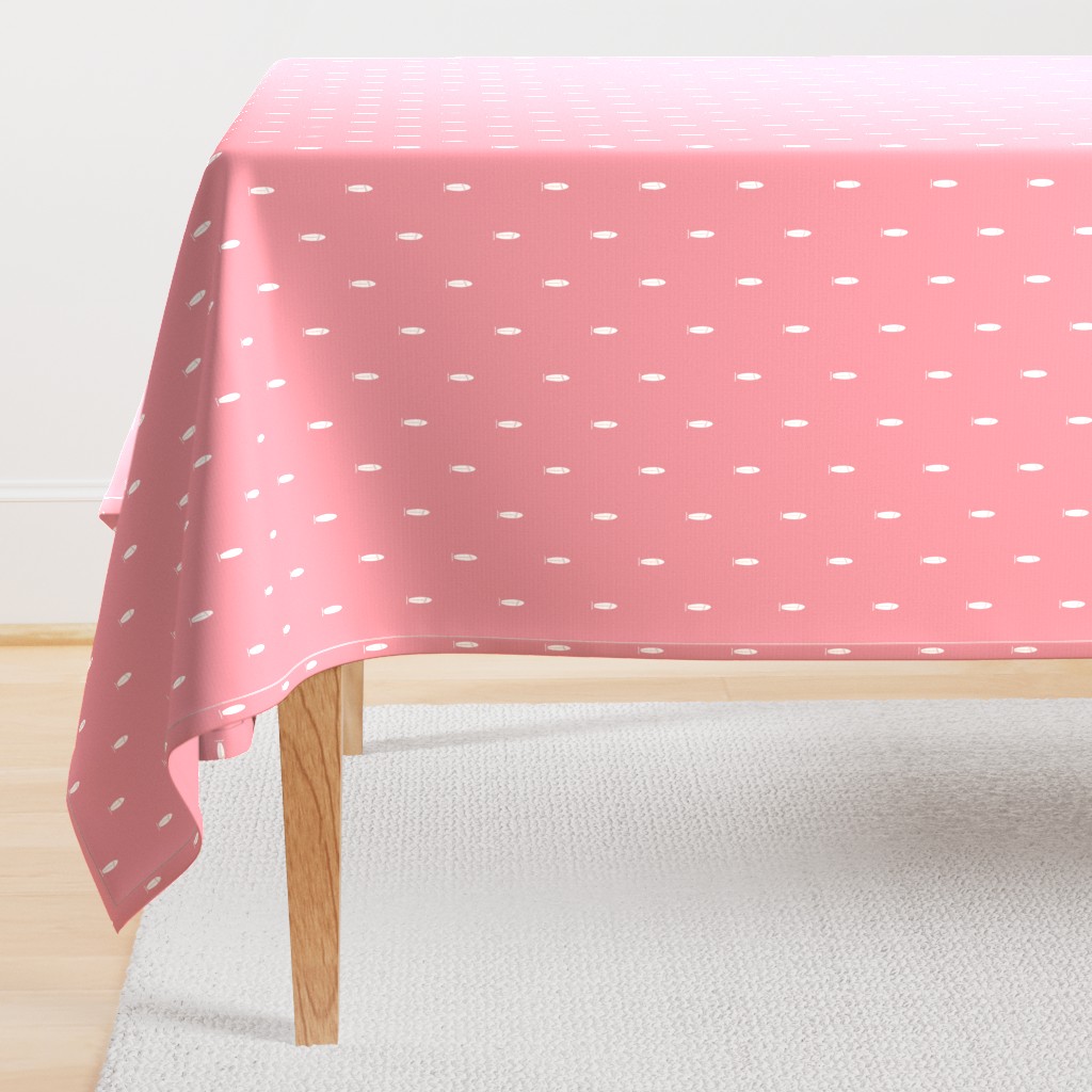 Surf Dot in Rose - Regular Scale 6in x 6in (surfboard with wave, surfing, surf, beach, ocean, water sports, boardsports, california, hawaii, island, sporty, preppy, pink, blush)