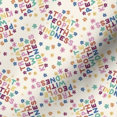 treat people with kindness fabric - groovy florals - muted