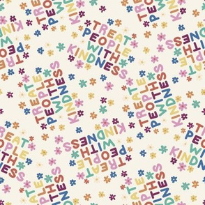 treat people with kindness fabric - groovy florals - muted