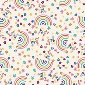 love is love rainbow fabric - pride fabric - muted