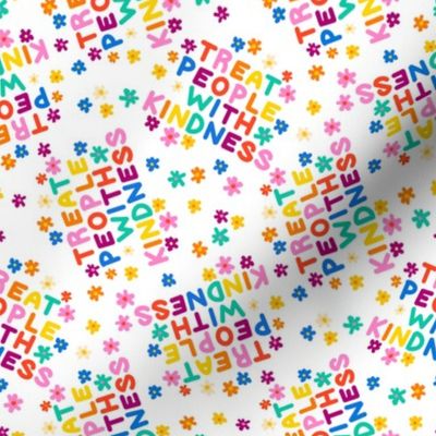 treat people with kindness fabric - groovy florals - bright