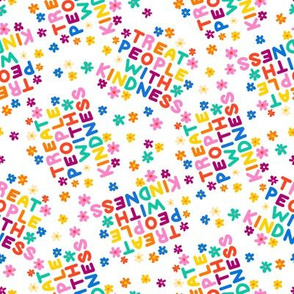treat people with kindness fabric - groovy florals - bright