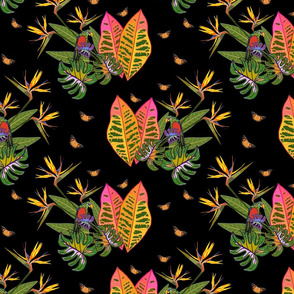 Tropical Paradise Butterflies - black, medium