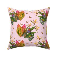 Tropical Paradise Butterflies - baby pink, medium