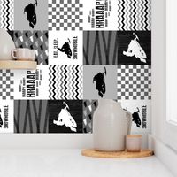 Eat Sleep Snowmobile//Black&Grey - Wholecloth Cheater Quilt - Rotated