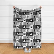 Eat Sleep Snowmobile//Black&Grey - Wholecloth Cheater Quilt - Rotated