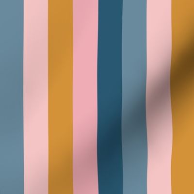Island Stripe 1in Vertical - Regular Scale (Rainbow stripes, colorful stripes, island, tropical, swim, swimming, surf, beach, clothes, bellbottom)