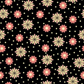Pretty flowers with polka dots nature themed vector design