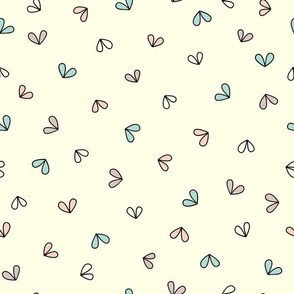 Small scale, pretty pastel butterflies nature themed abstract pattern on an off white background