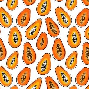 Extra small scale abstract summer papayas on white background