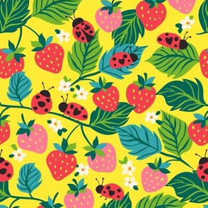 Garden strawberries and ladybirds C