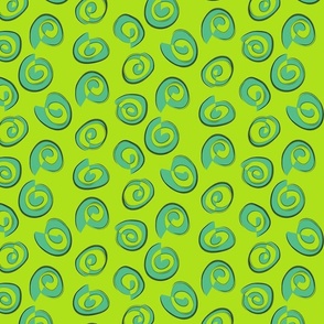 Abstract Cinnamon Swirls in Lime and Turquoise