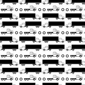 Mini Black and White Truck Fabric