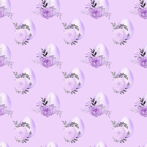 Purple Colorful Flower Botanical Easter Egg Style Pattern