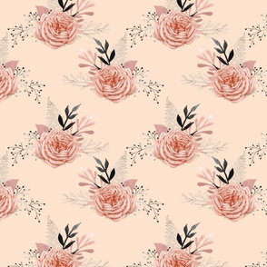 Peach Color Rose Floral Pattern Print Flower Lover