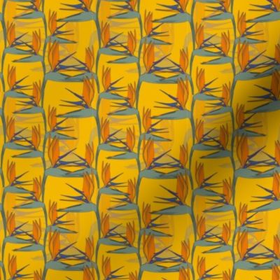 Strelitzia Flower // Normal Scale // Yellow Background // Exotic Plants // Botanical Vibe // Orange Jungle 