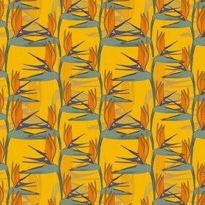 Strelitzia Flower // Normal Scale // Yellow Background // Exotic Plants // Botanical Vibe // Orange Jungle 