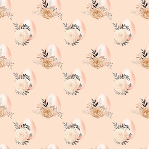 Light Color Peach Background Floral Easter Egg Style Pattern