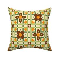 Retro Flower Squares: Brown & Orange