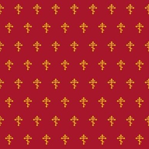 Orthodox Cross in Gold on Scarlet