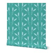 Vertical Striped Floral Buds - Teal