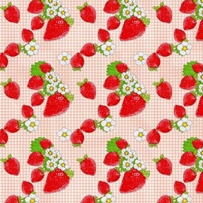 Nina's Strawberry Patch on Pink Grid