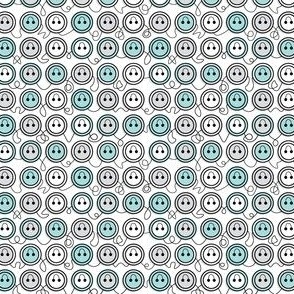 Stitched Buttons white teal
