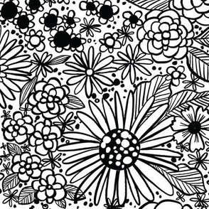 Doodle Flowers- Black & White