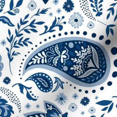 Blue Soma Paisley - White