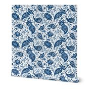Blue Soma Paisley - White Small Scale