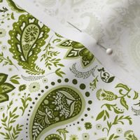 Green Soma Paisley - White Small Scale