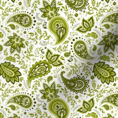 Green Soma Paisley - White Small Scale