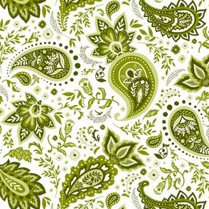 Green Soma Paisley - White Small Scale