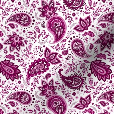 Magenta Soma Paisley - White Small Scale