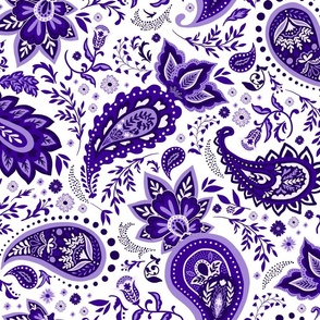 Purple Soma Paisley - White Large Scale
