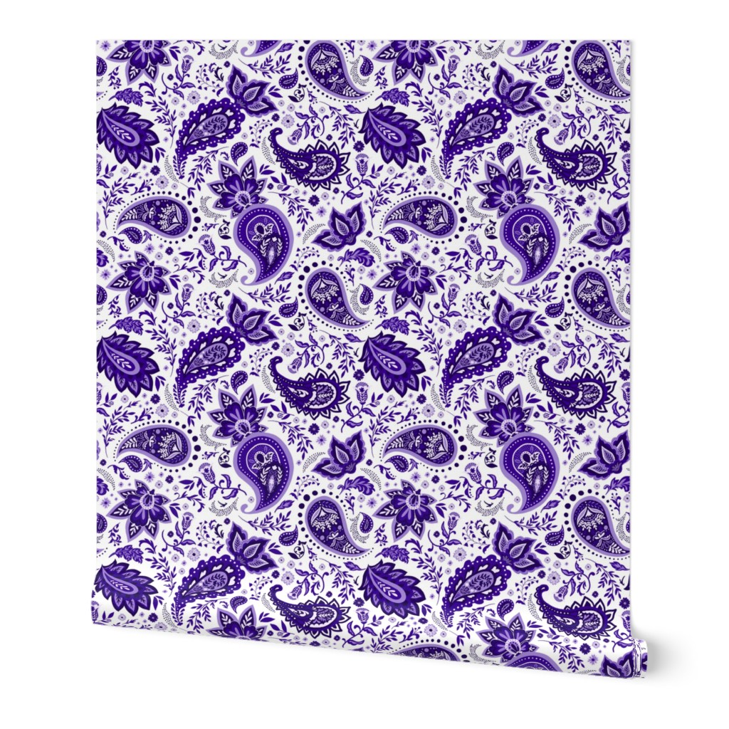 Purple Soma Paisley - White Small Scale