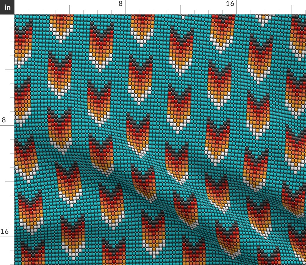 Boho tribal arrows 3D beads red orange teal