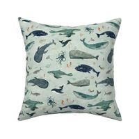 whales tales soft blue {super small}