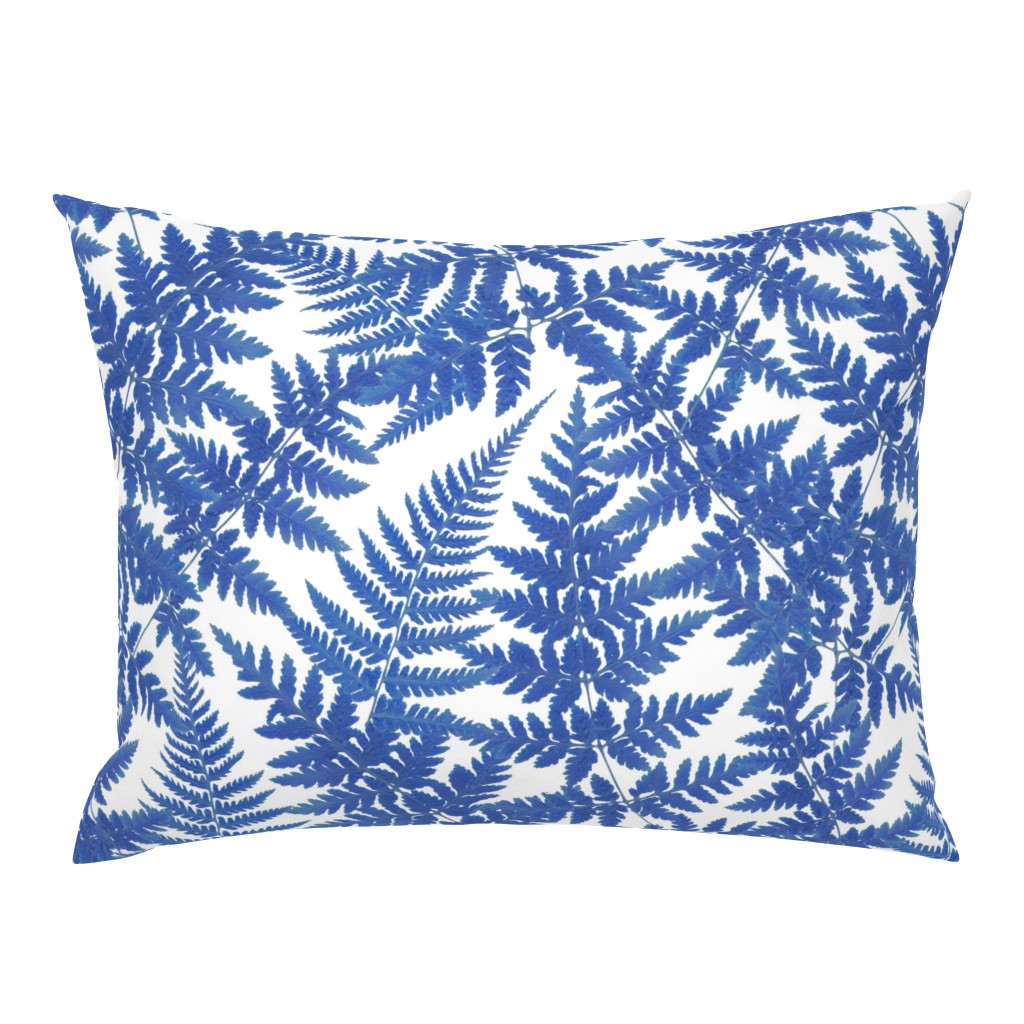 blue ferns on white background, blue aesthetic M
