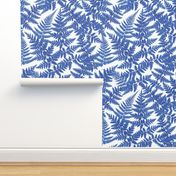 blue ferns on white background, blue aesthetic M