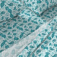 Teal Soma Paisley - White Small Scale