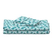 Teal Soma Paisley - White Small Scale