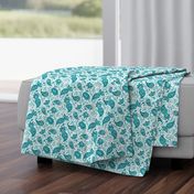 Teal Soma Paisley - White Small Scale