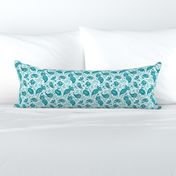 Teal Soma Paisley - White Small Scale