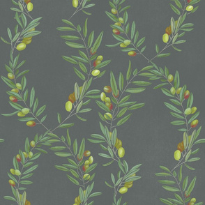 Olive Branches Grey -Medium scale