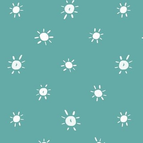 Dotted Watercolor Suns on Turquoise