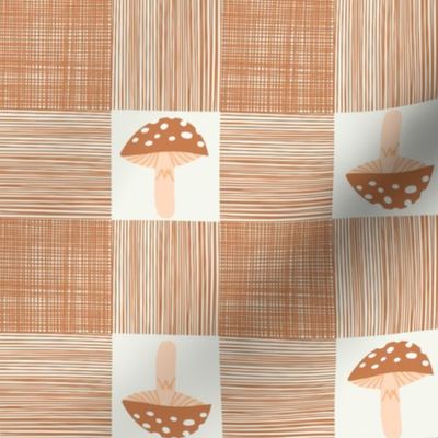 mushroom check - cottage core fabric