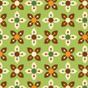 Retro Flowers: Brown & White