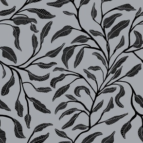 Flowing Leaves.Black on Gray